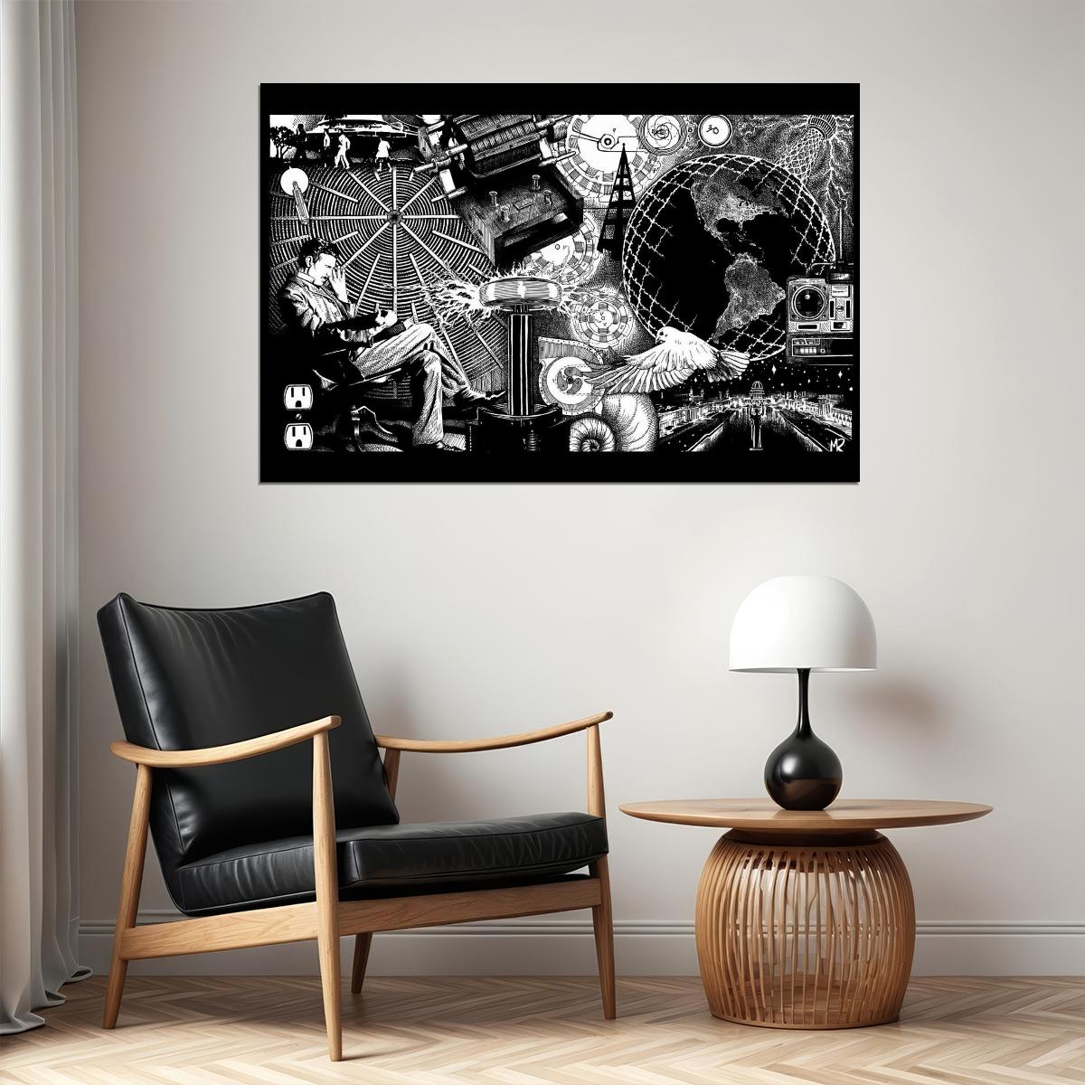 Nikola Tesla Inspirational Poster Famous Inventor Motivational Wall Art