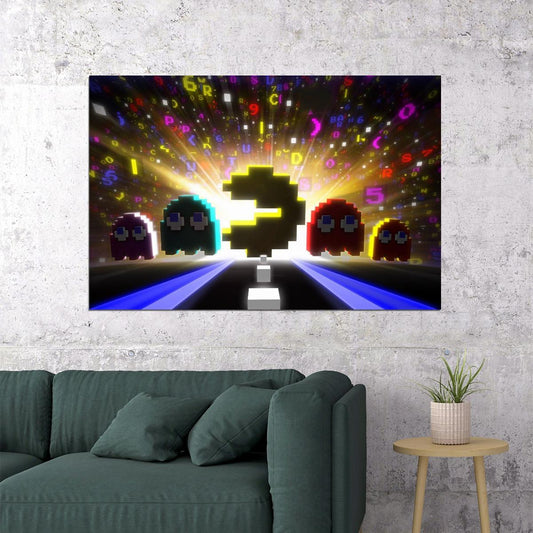 Pac-man Video Game Poster Retro Gamer Art Wall Print - xonomax