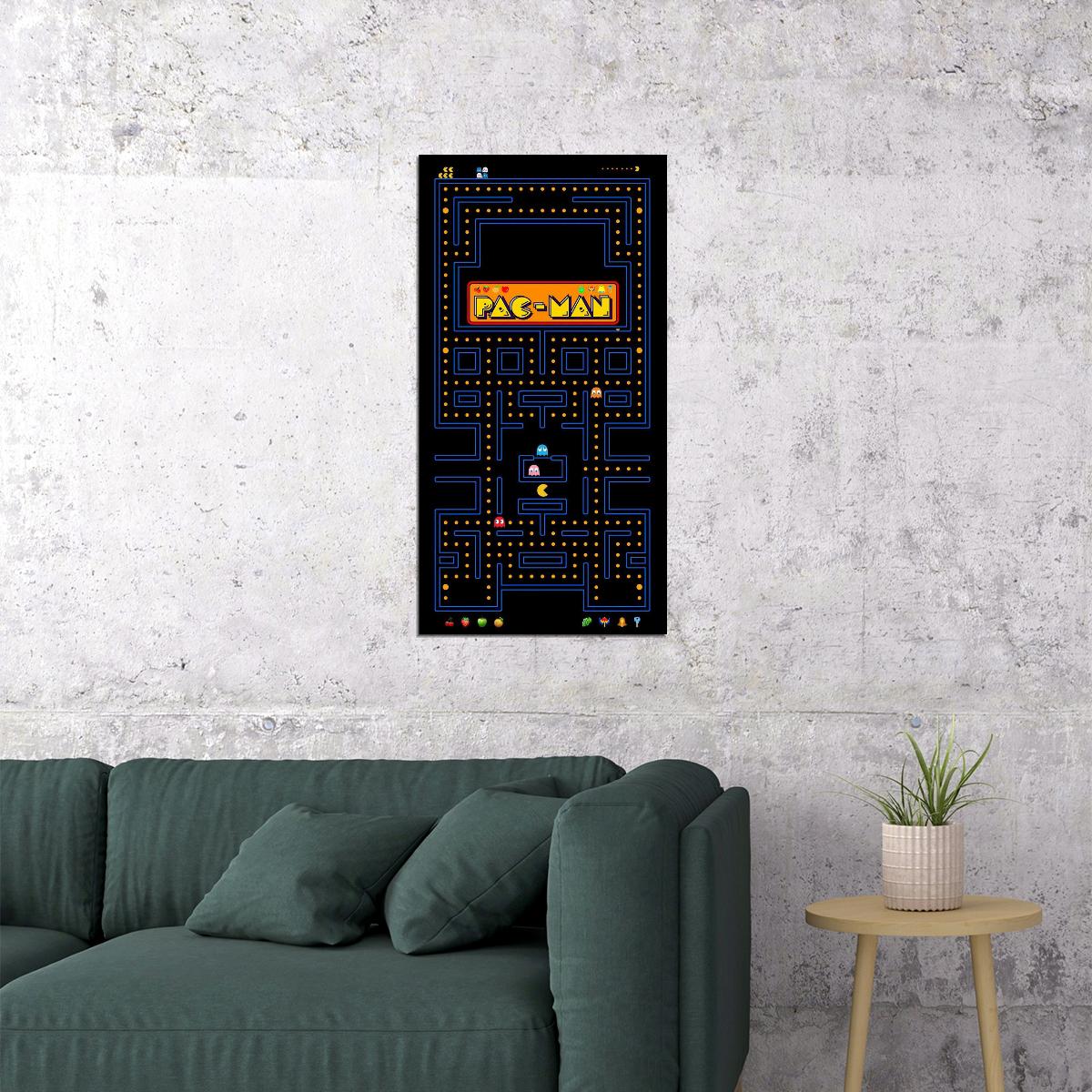 Pac-man Video Game Poster Retro Gamer Art Wall Print - xonomax