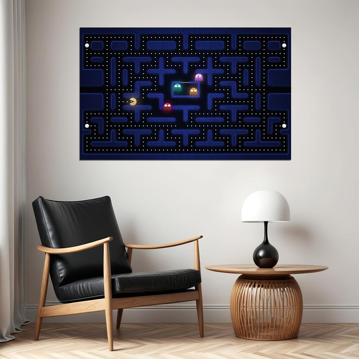 Pac-man Video Game Poster Retro Gamer Art Wall Print - xonomax