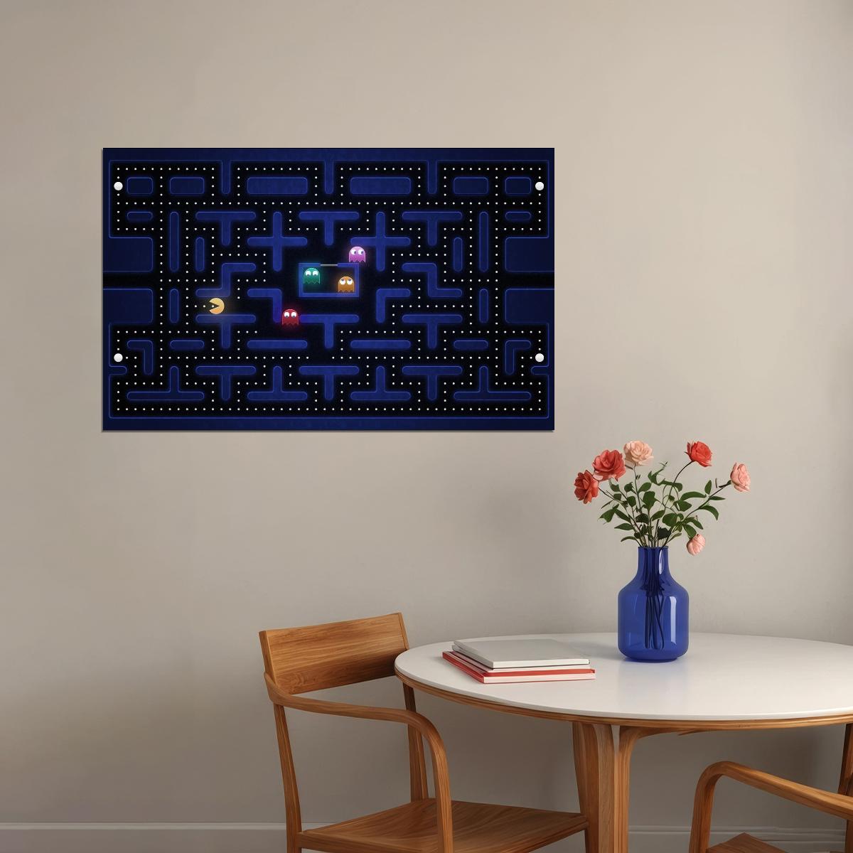 Pac-man Video Game Poster Retro Gamer Art Wall Print - xonomax