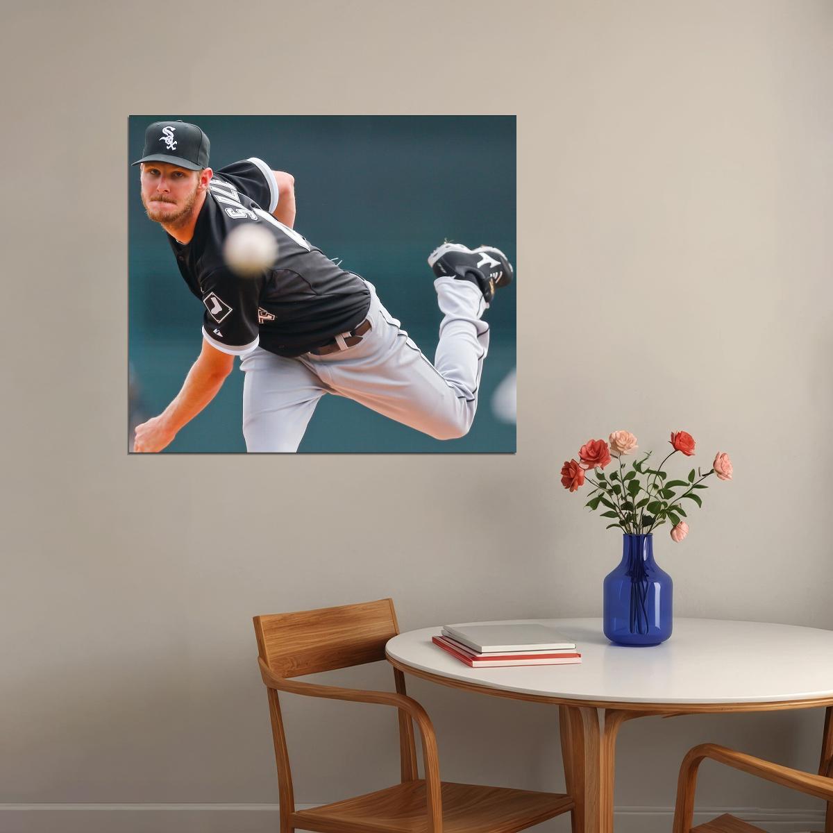 Chris Sale Baseball Poster Mlb Pitcher Wall Art Boston Red Sox Sports Print - xonomax