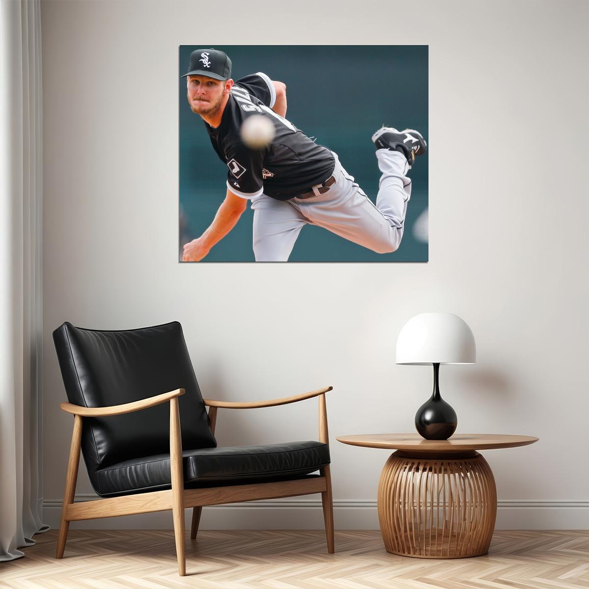 Chris Sale Baseball Poster Mlb Pitcher Wall Art Boston Red Sox Sports Print - xonomax