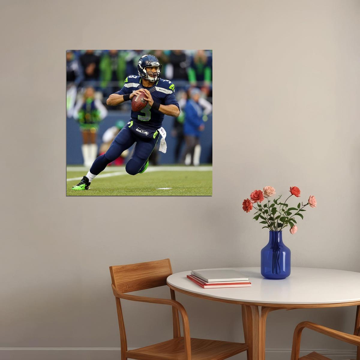 Seattle Seahawks Russell Wilson Nfl Poster Famous Quarterback Motivational Sports Print - xonomax