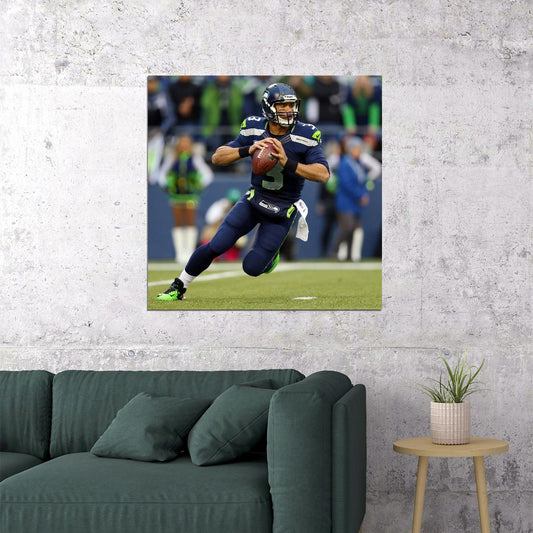 Seattle Seahawks Russell Wilson Nfl Poster Famous Quarterback Motivational Sports Print - xonomax
