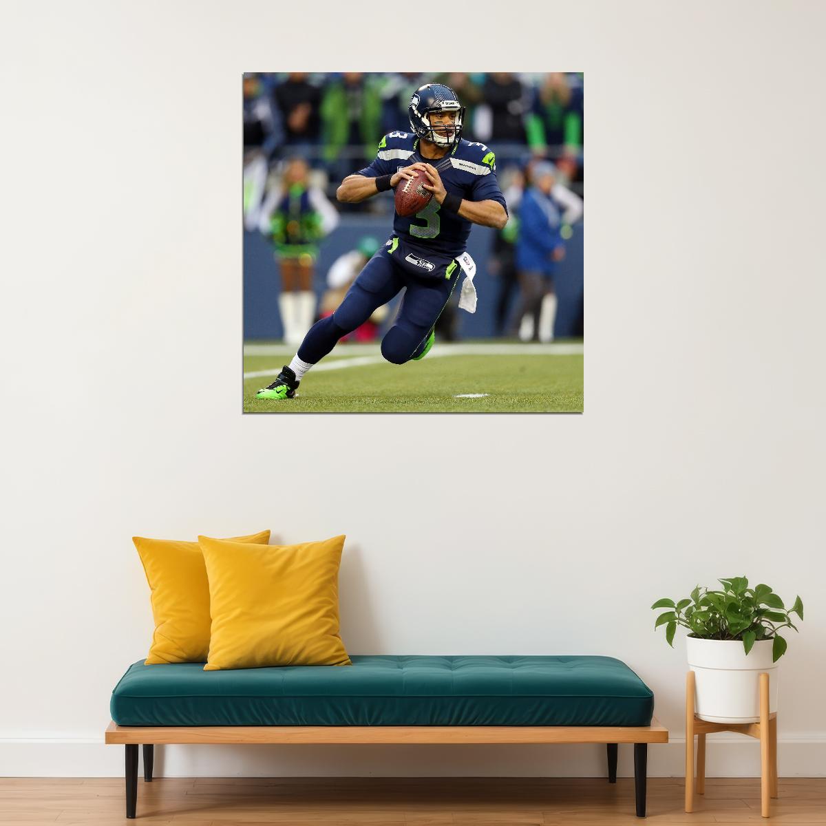 Seattle Seahawks Russell Wilson Nfl Poster Famous Quarterback Motivational Sports Print - xonomax