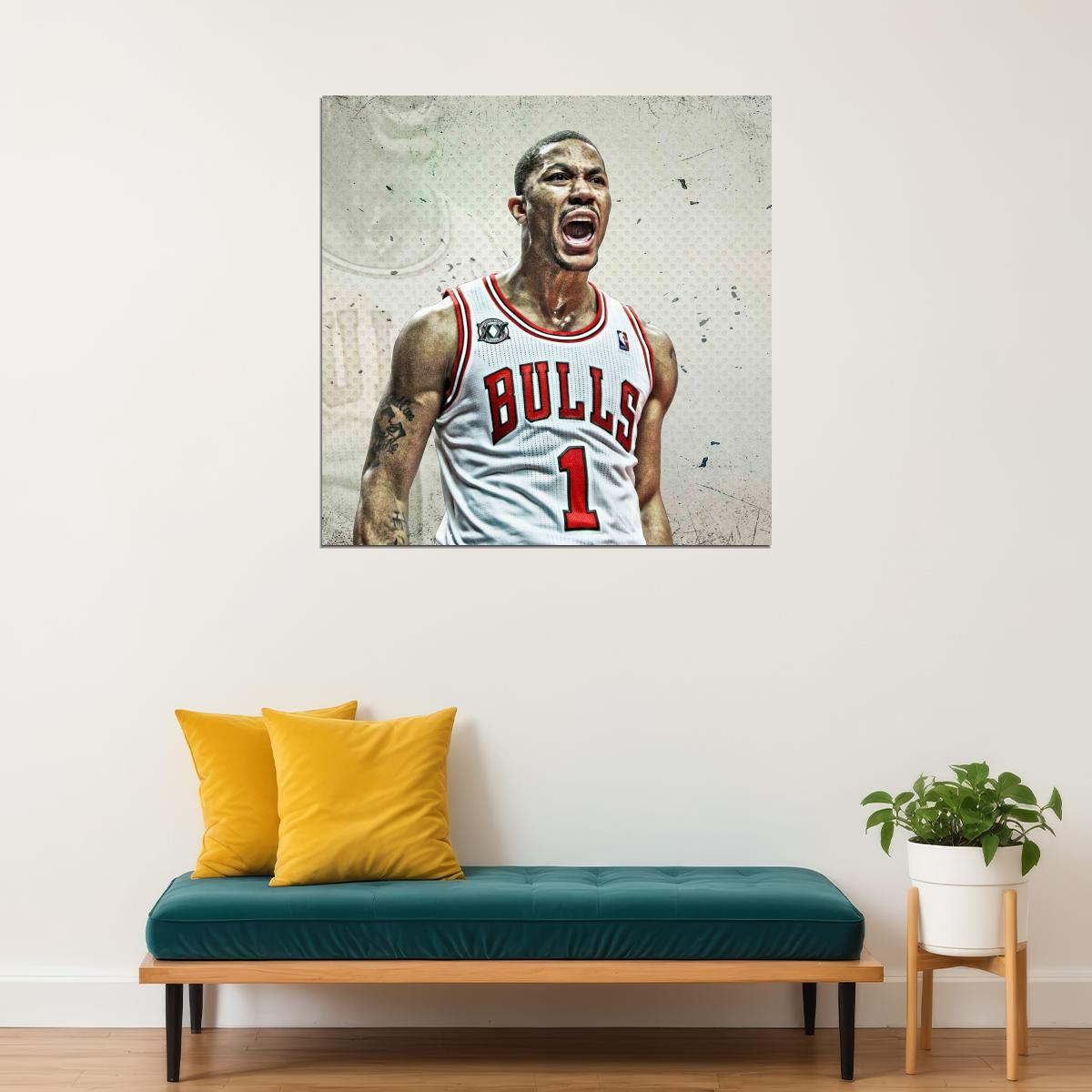 Derrick Rose Chicago Bulls Poster Nba Player Wall Art Sports Print - xonomax