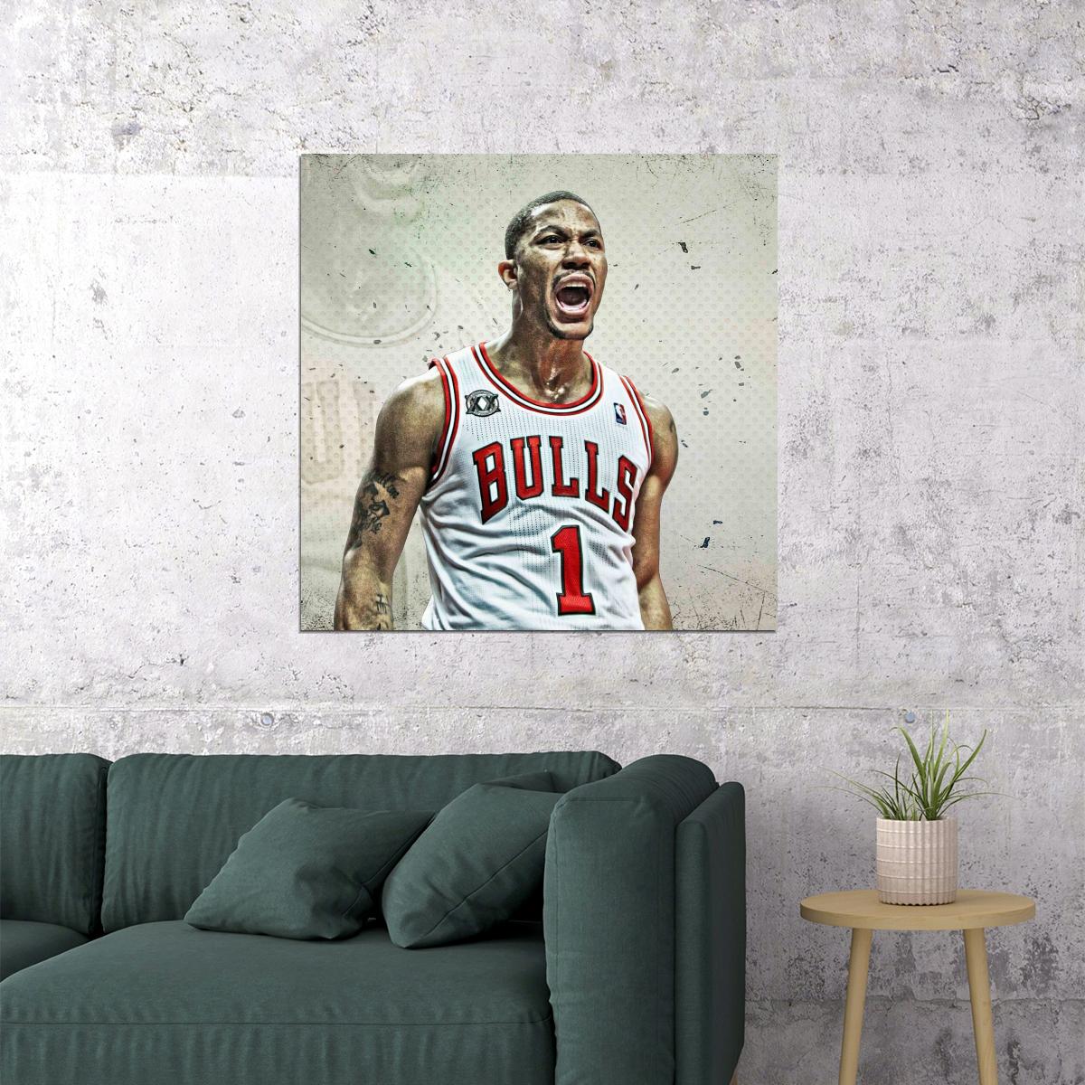 Derrick Rose Chicago Bulls Poster Nba Player Wall Art Sports Print - xonomax