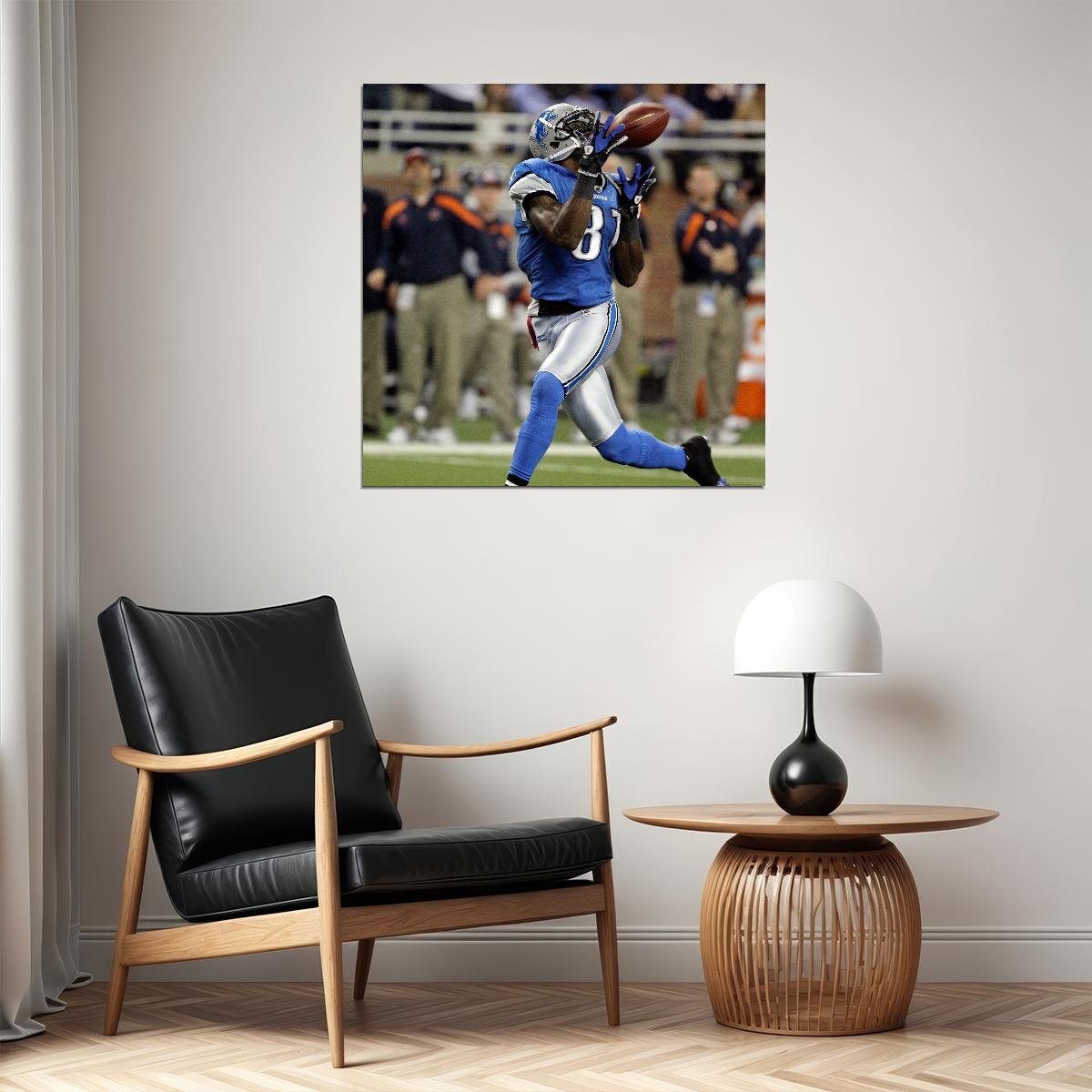 Calvin Johnson Detroit Lions Football Poster Nfl Star Wall Art Sports Print - xonomax