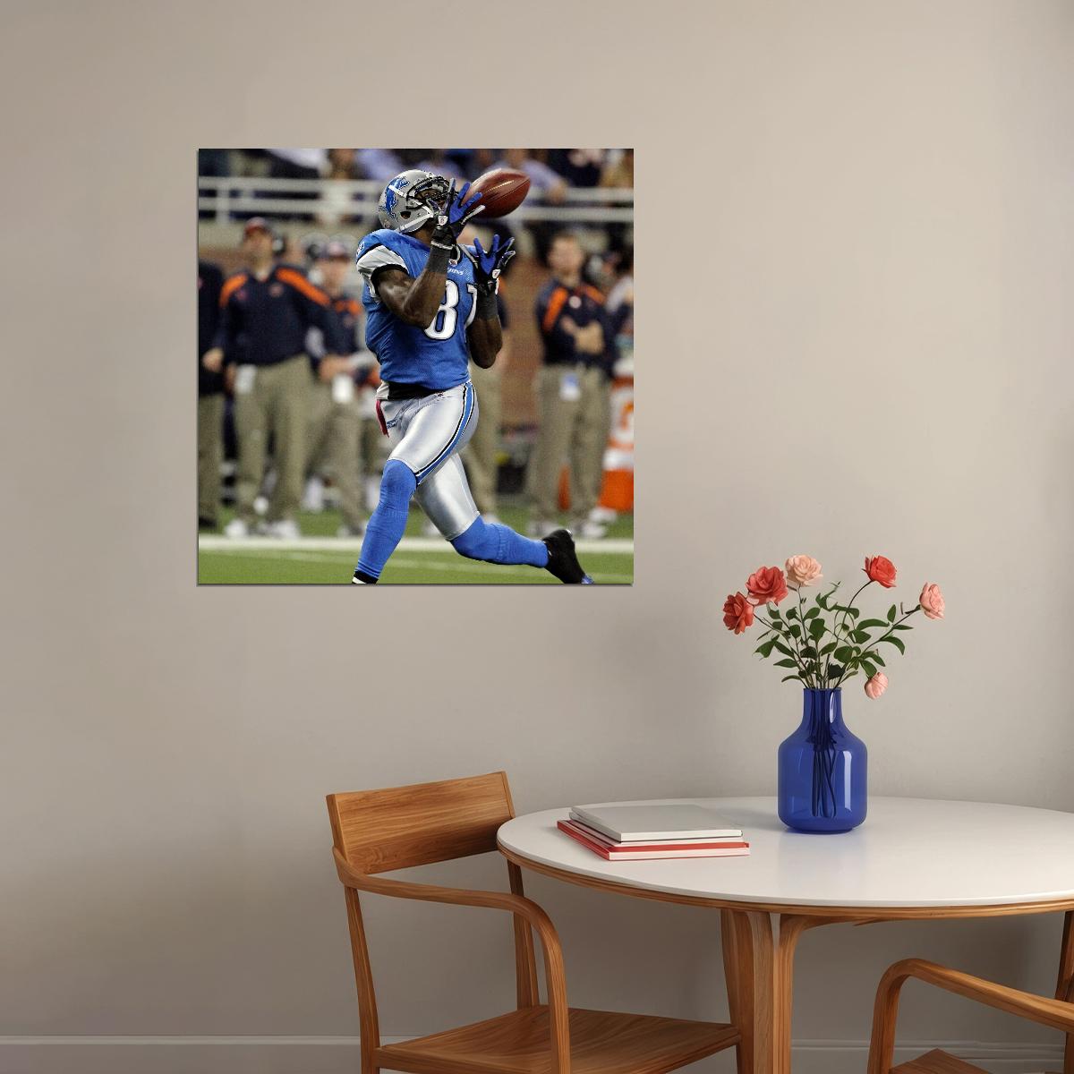 Calvin Johnson Detroit Lions Football Poster Nfl Star Wall Art Sports Print - xonomax