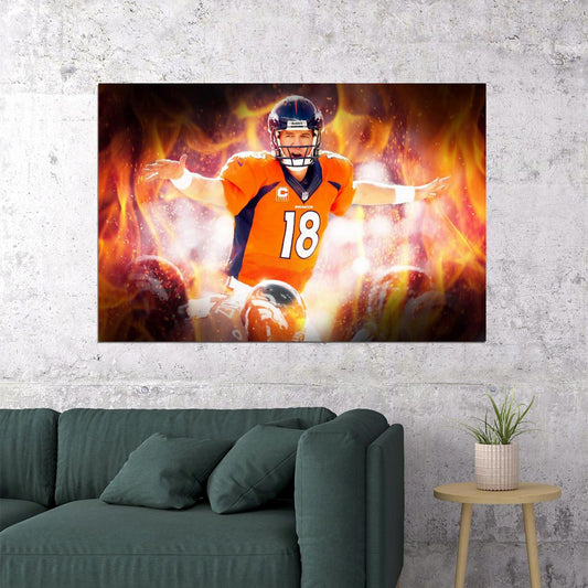 Peyton Manning Denver Broncos Football Poster Nfl Quarterback Wall Art Sports Print - xonomax
