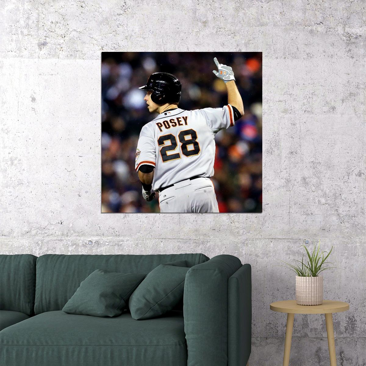 Buster Posey Baseball Poster Mlb Player Wall Art San Francisco Giants Sports Print