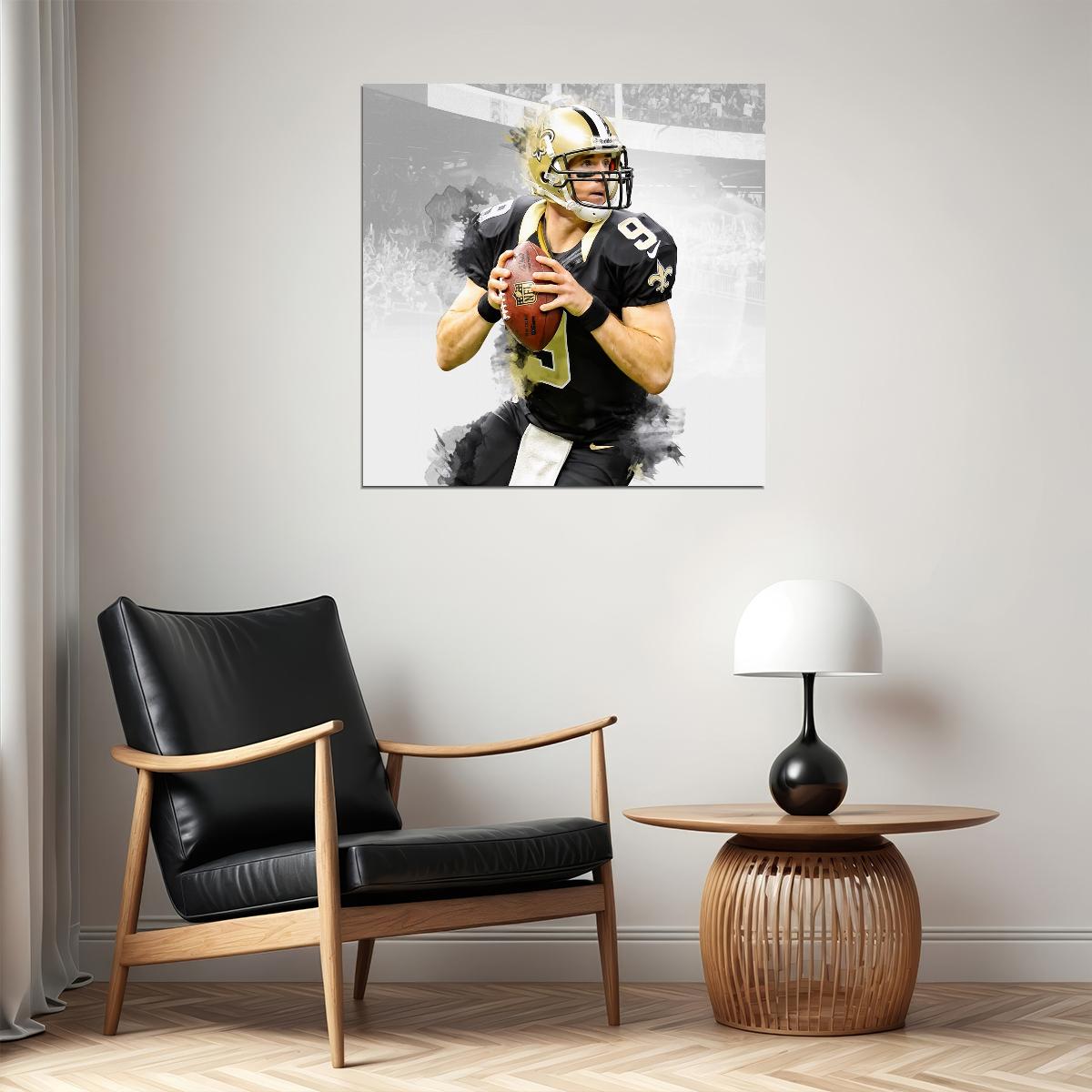 New Orleans Saints Drew Brees Nfl Poster Famous Quarterback Motivational Sports Print - xonomax