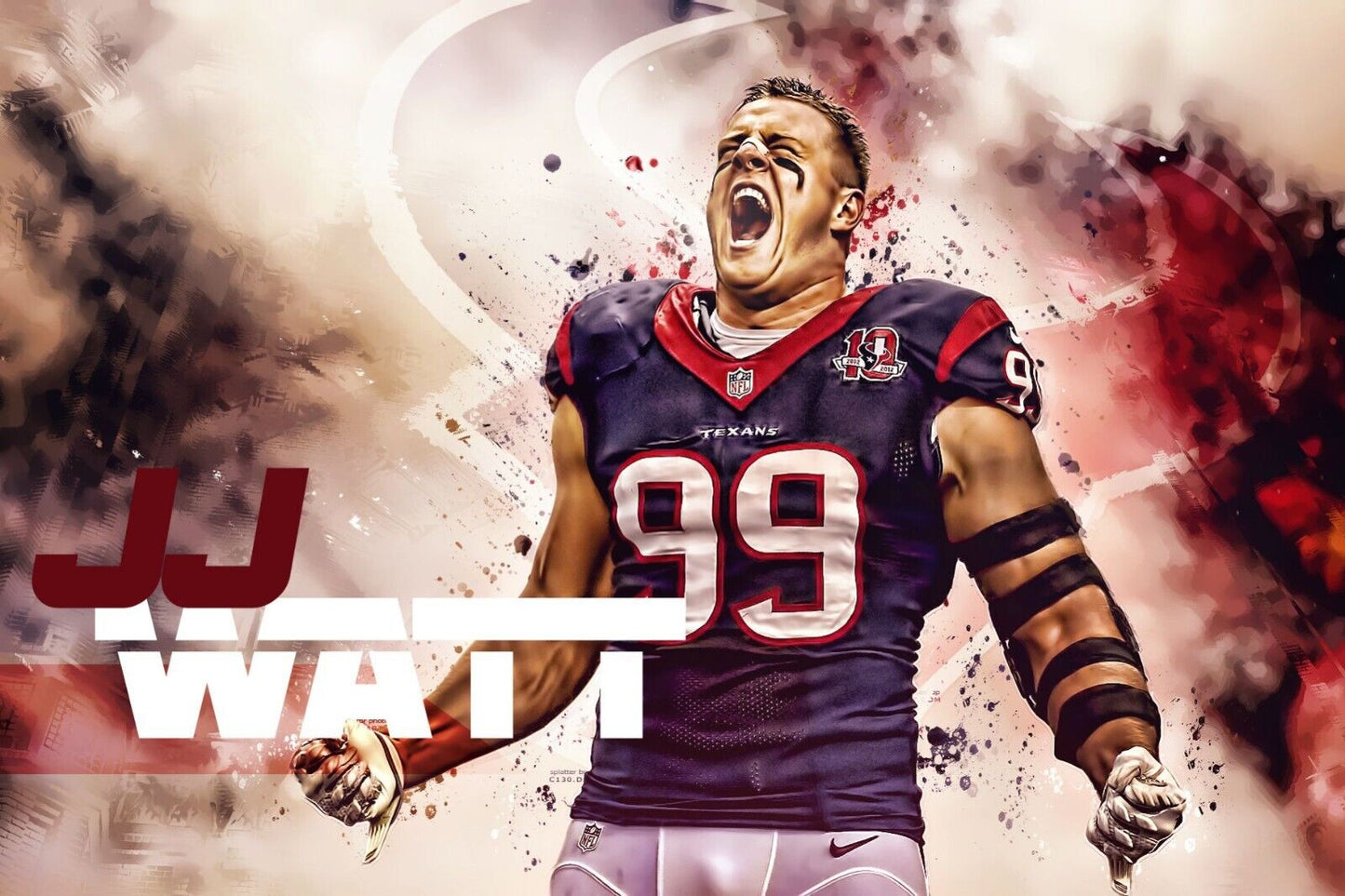 J.j. Watt Houston Texans Nfl Football Poster Motivational Sports Print