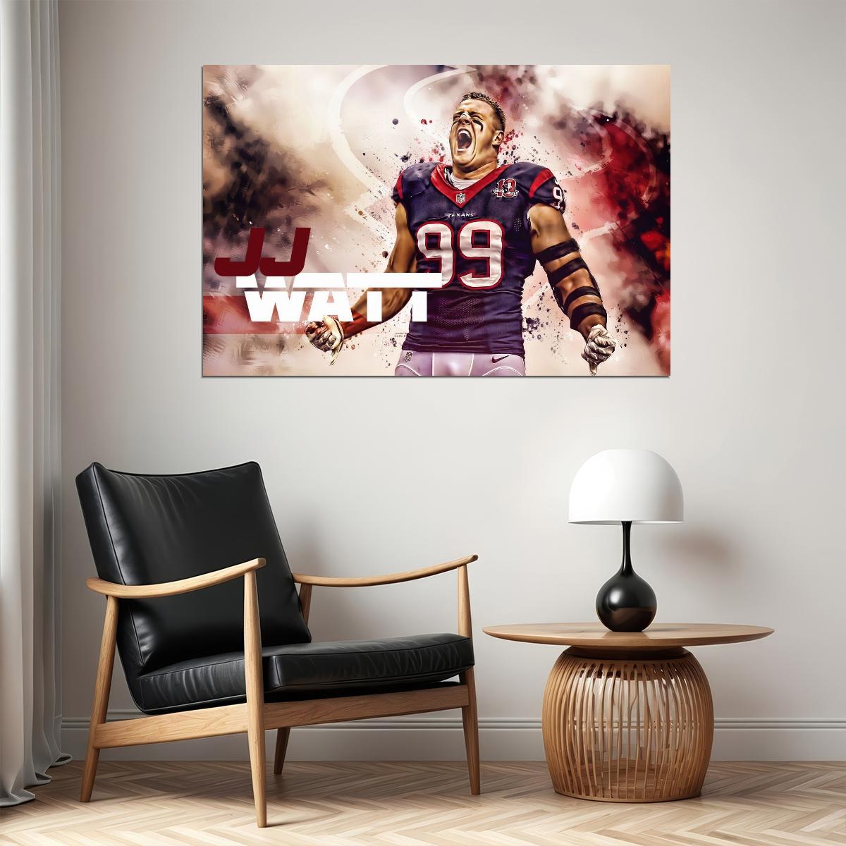 J.j. Watt Houston Texans Nfl Football Poster Motivational Sports Print