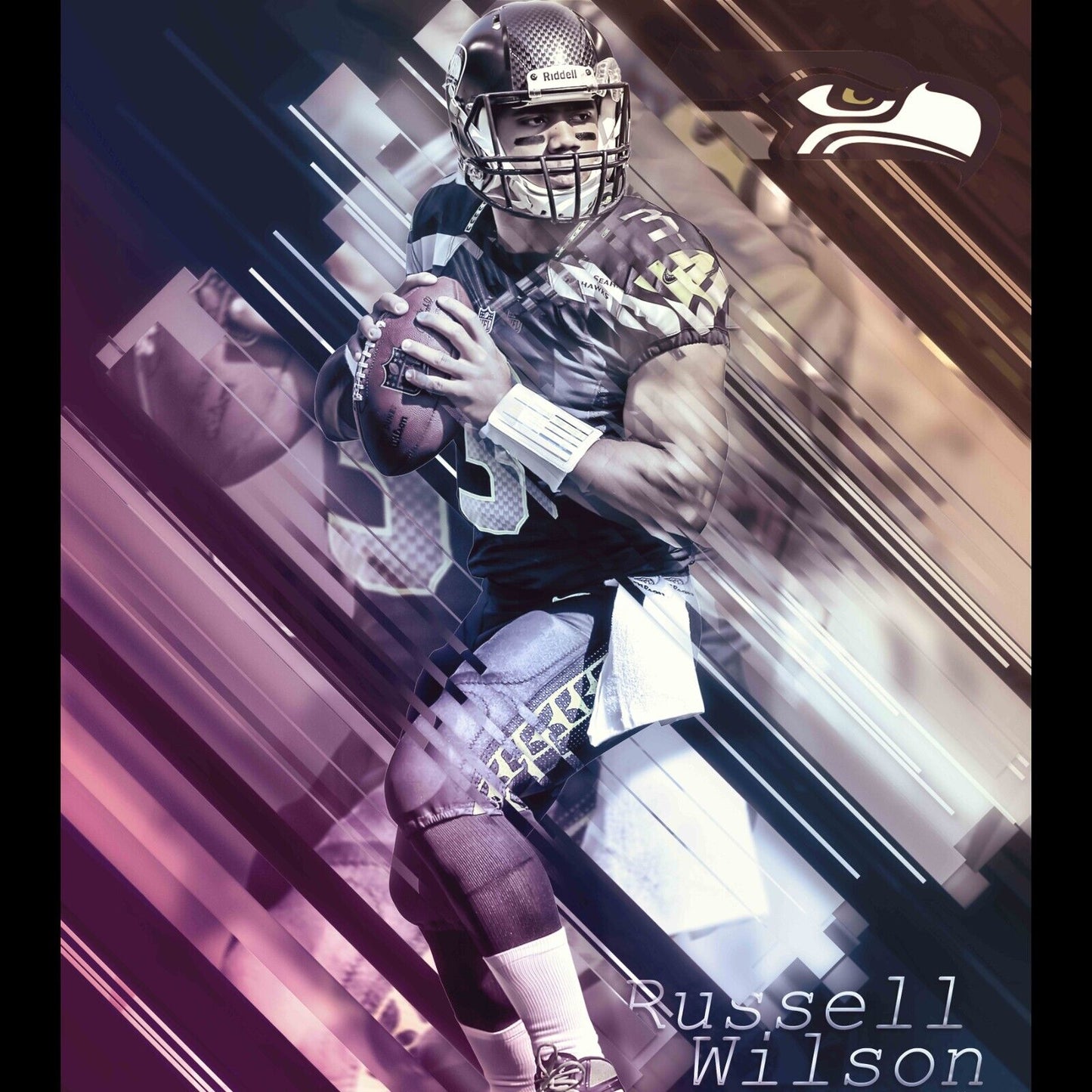 Seattle Seahawks Russell Wilson Nfl Poster Famous Quarterback Motivational Sports Print - xonomax