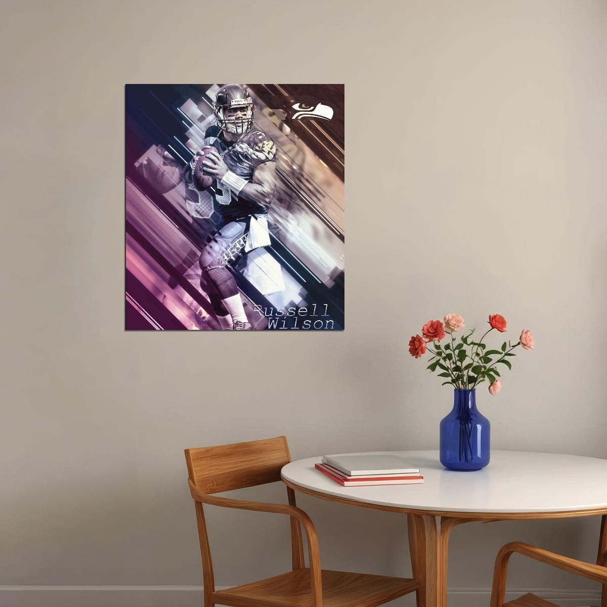Seattle Seahawks Russell Wilson Nfl Poster Famous Quarterback Motivational Sports Print - xonomax