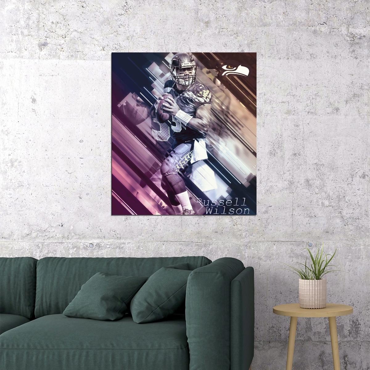 Seattle Seahawks Russell Wilson Nfl Poster Famous Quarterback Motivational Sports Print - xonomax