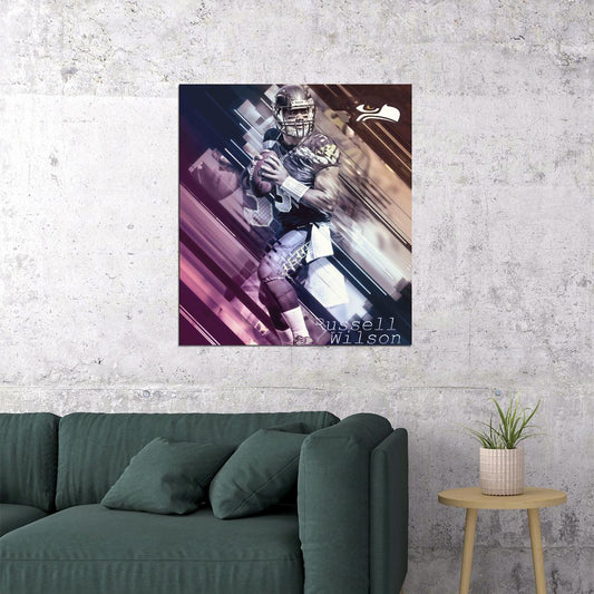 Seattle Seahawks Russell Wilson Nfl Poster Famous Quarterback Motivational Sports Print - xonomax