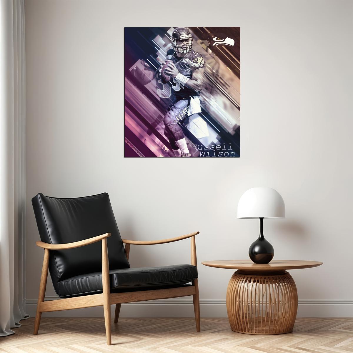 Seattle Seahawks Russell Wilson Nfl Poster Famous Quarterback Motivational Sports Print - xonomax