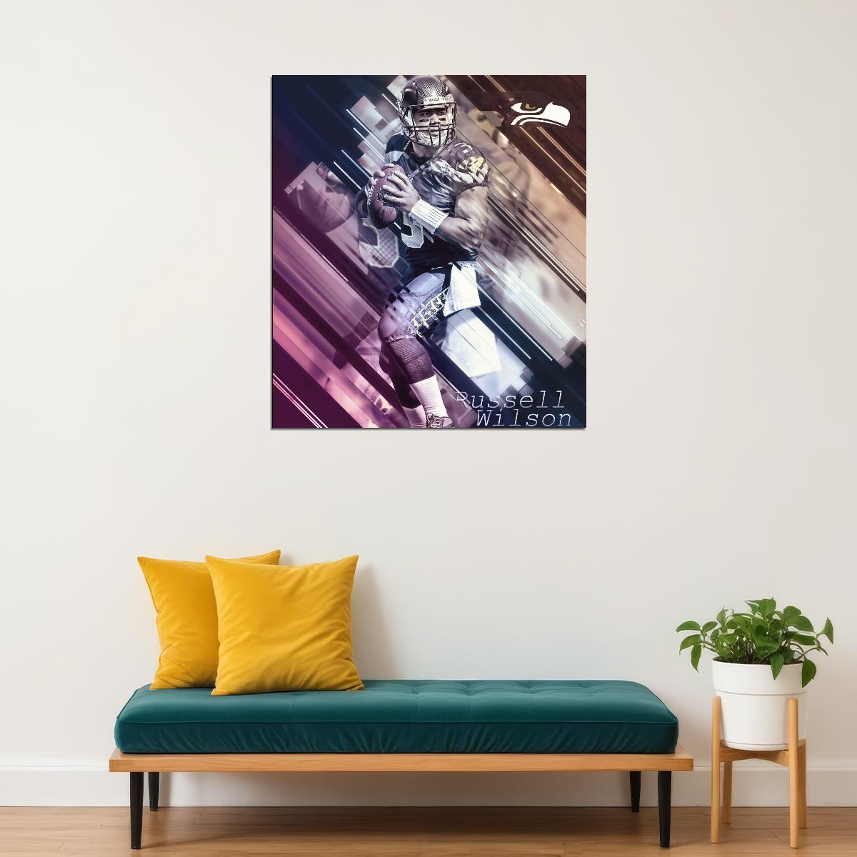 Seattle Seahawks Russell Wilson Nfl Poster Famous Quarterback Motivational Sports Print - xonomax