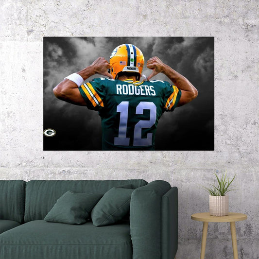Aaron Rodgers Green Bay Packers Poster Nfl Quarterback Wall Art Sports Print - xonomax