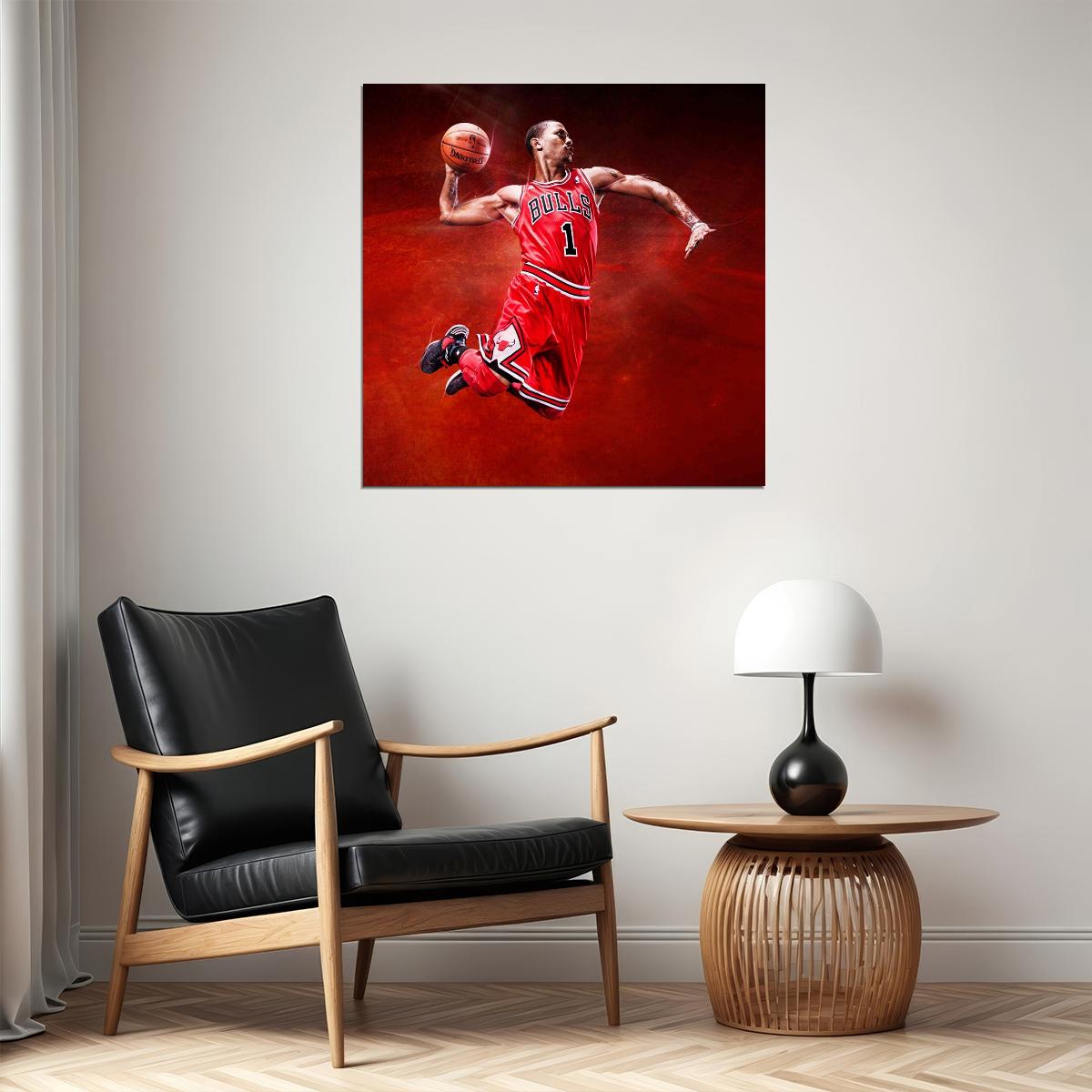 Derrick Rose Chicago Bulls Poster Nba Player Wall Art Sports Print - xonomax