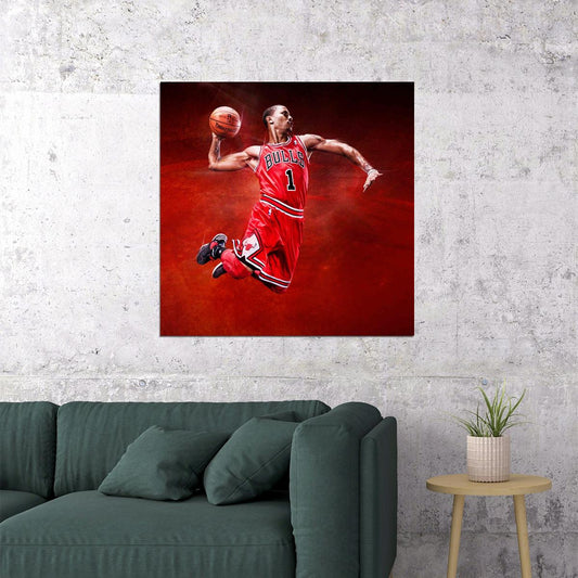 Derrick Rose Chicago Bulls Poster Nba Player Wall Art Sports Print - xonomax