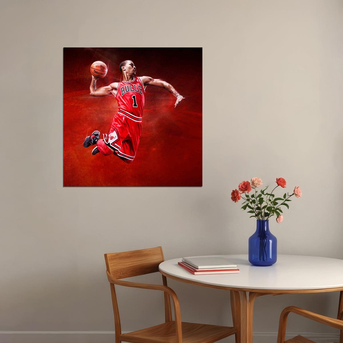 Derrick Rose Chicago Bulls Poster Nba Player Wall Art Sports Print - xonomax