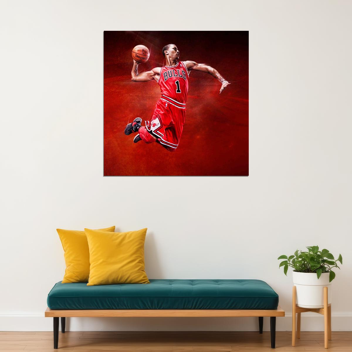 Derrick Rose Chicago Bulls Poster Nba Player Wall Art Sports Print - xonomax