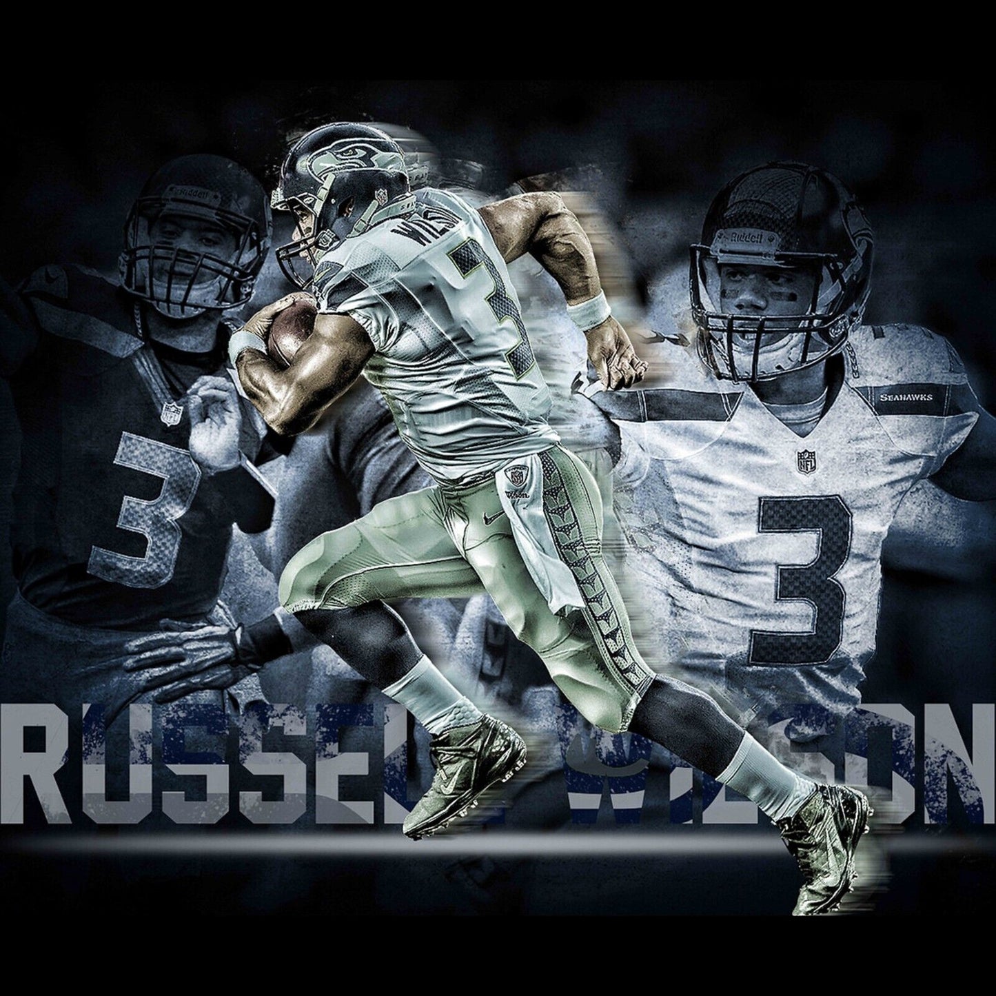 Seattle Seahawks Russell Wilson Nfl Poster Famous Quarterback Motivational Sports Print - xonomax