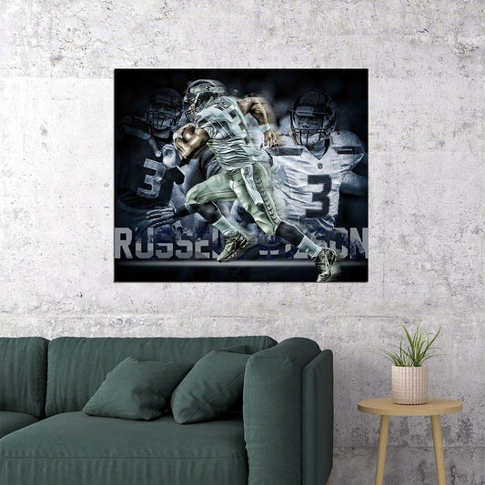 Seattle Seahawks Russell Wilson Nfl Poster Famous Quarterback Motivational Sports Print - xonomax