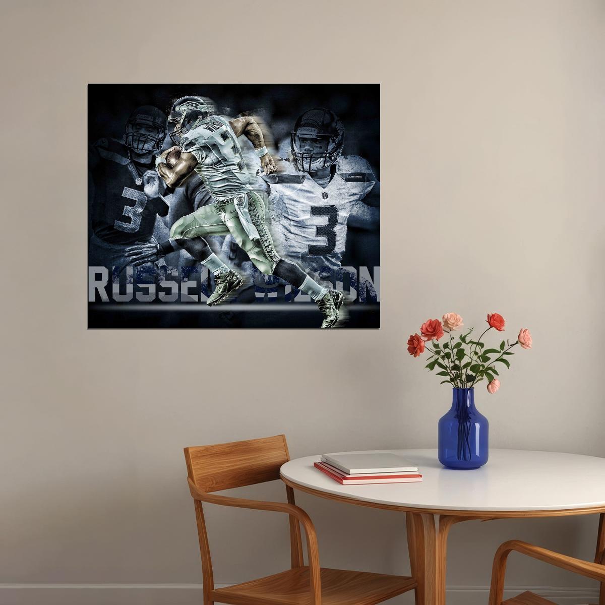 Seattle Seahawks Russell Wilson Nfl Poster Famous Quarterback Motivational Sports Print - xonomax