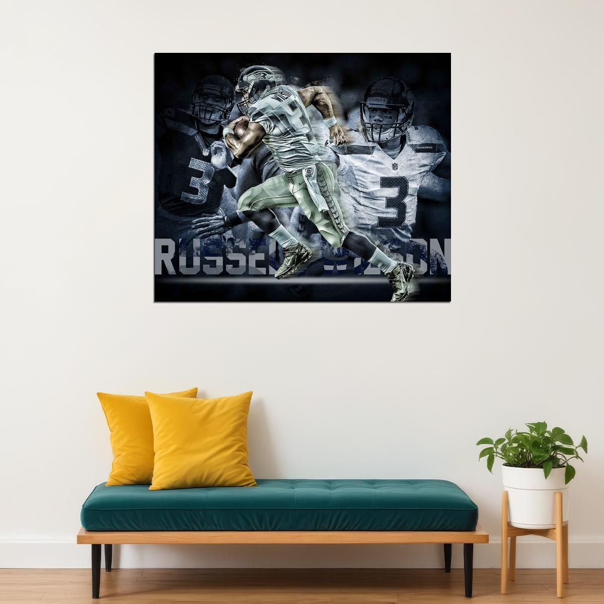 Seattle Seahawks Russell Wilson Nfl Poster Famous Quarterback Motivational Sports Print - xonomax