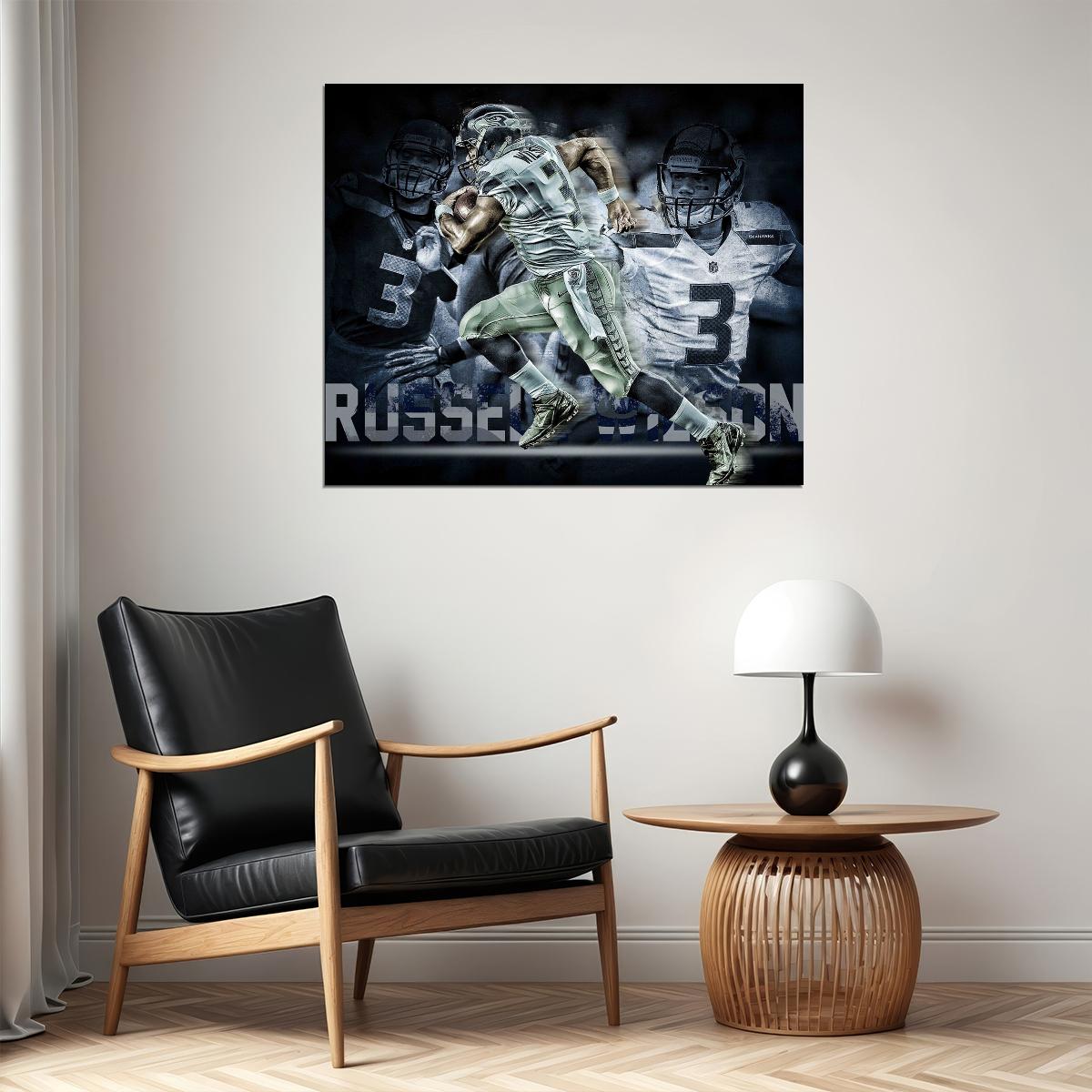 Seattle Seahawks Russell Wilson Nfl Poster Famous Quarterback Motivational Sports Print - xonomax
