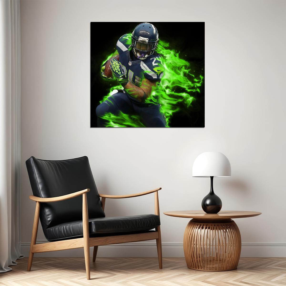 Seattle Seahawks Beast Mode Marshawn Lynch Nfl Poster Famous Running Back Motivational Sports Print