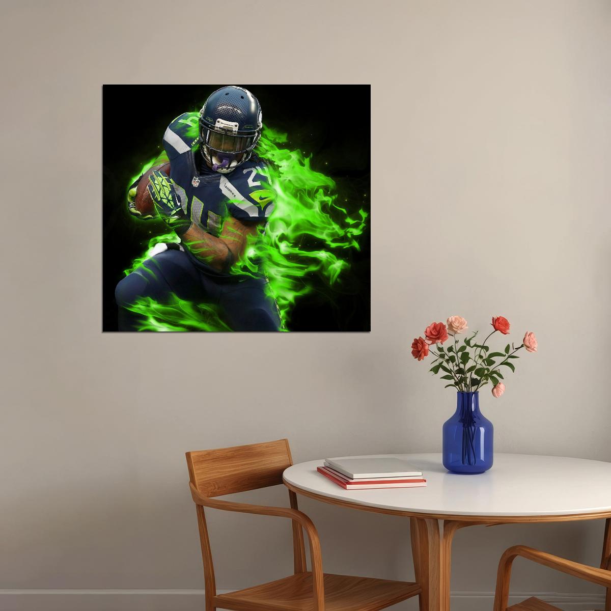 Seattle Seahawks Beast Mode Marshawn Lynch Nfl Poster Famous Running Back Motivational Sports Print