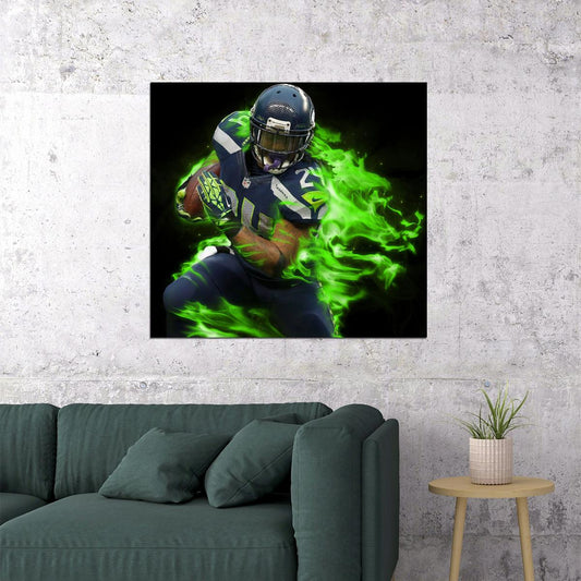 Seattle Seahawks Beast Mode Marshawn Lynch Nfl Poster Famous Running Back Motivational Sports Print - xonomax