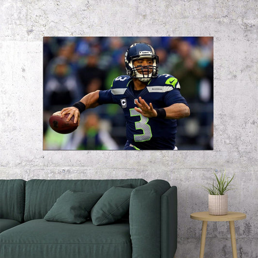 Seattle Seahawks Russell Wilson Nfl Poster Famous Quarterback Motivational Sports Print - xonomax