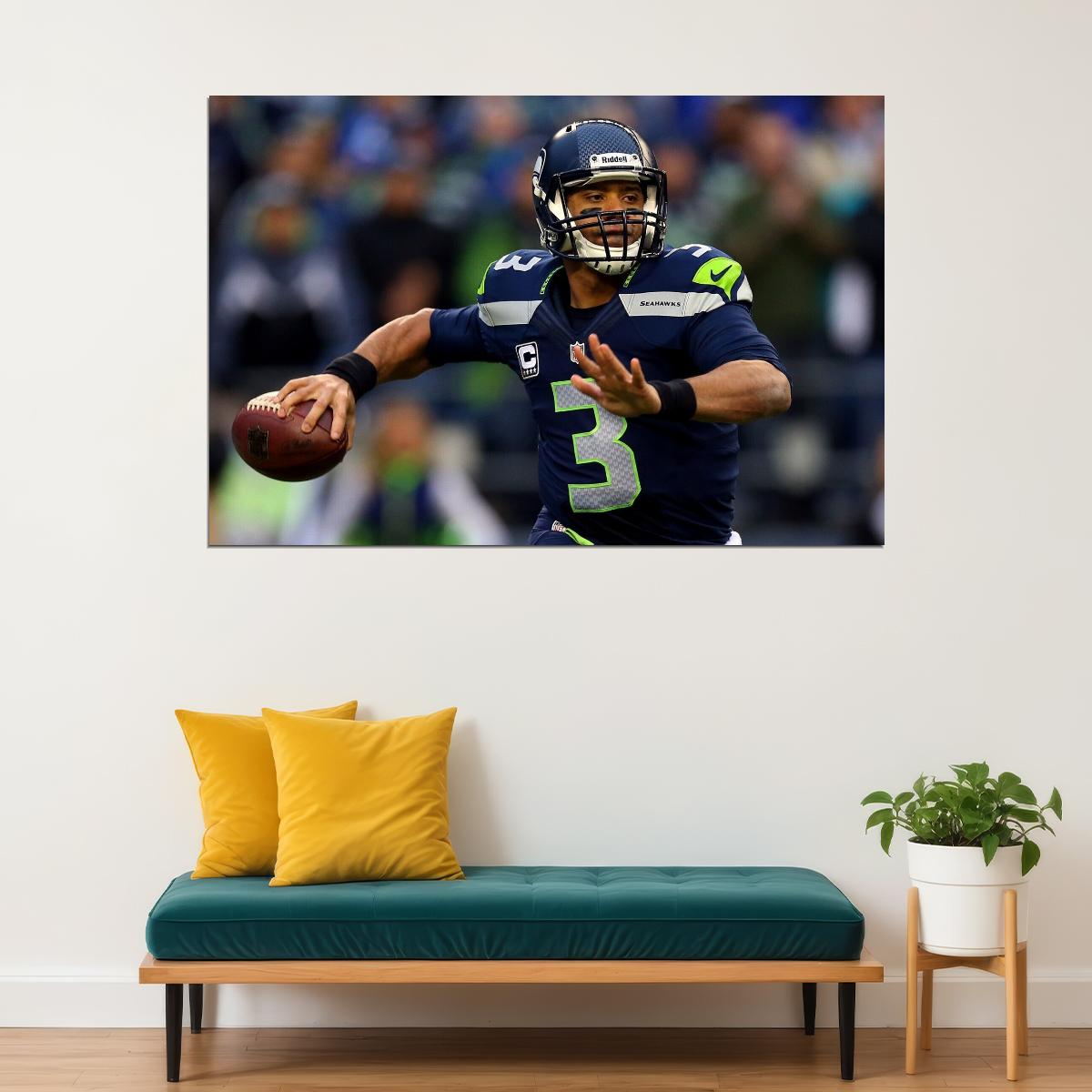 Seattle Seahawks Russell Wilson Nfl Poster Famous Quarterback Motivational Sports Print - xonomax