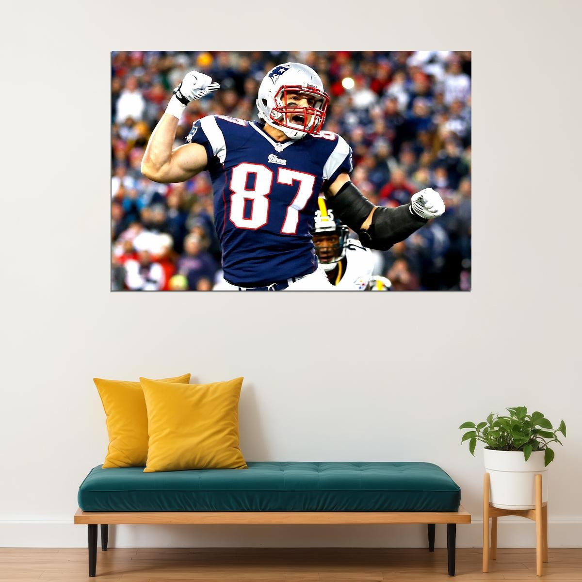 New England Patriots Rob Gronkowski Nfl Poster Famous Football Player Motivational Sports Print - xonomax