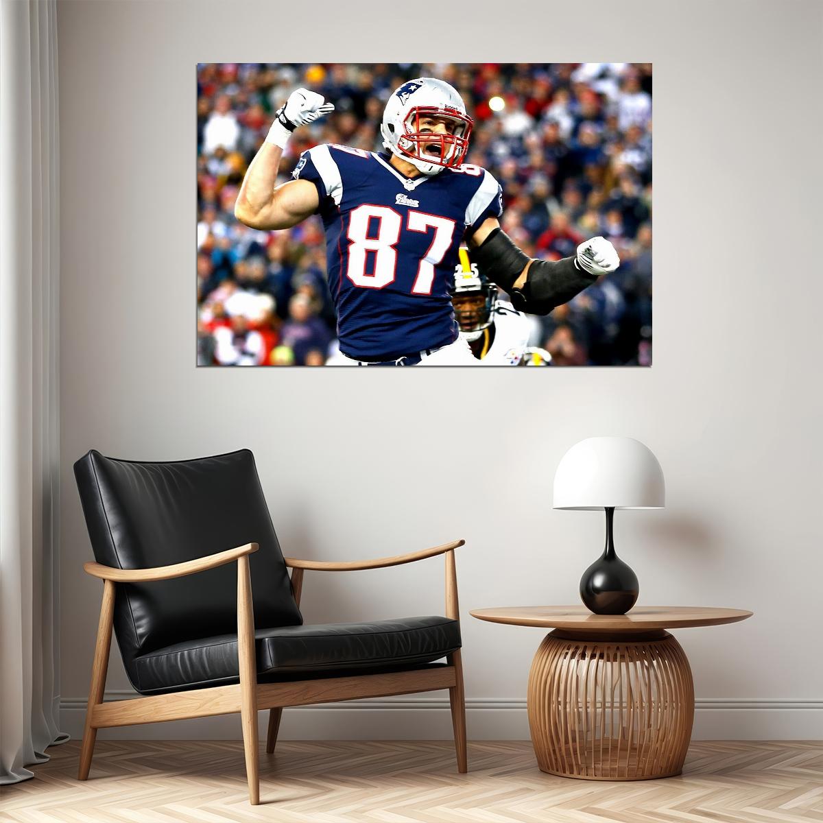 New England Patriots Rob Gronkowski Nfl Poster Famous Football Player Motivational Sports Print - xonomax