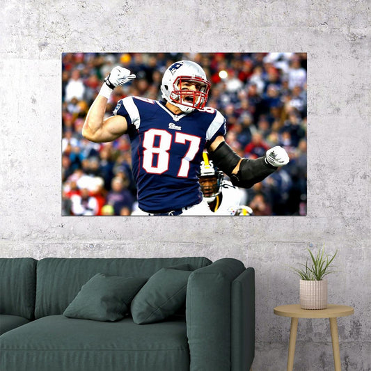 New England Patriots Rob Gronkowski Nfl Poster Famous Football Player Motivational Sports Print - xonomax