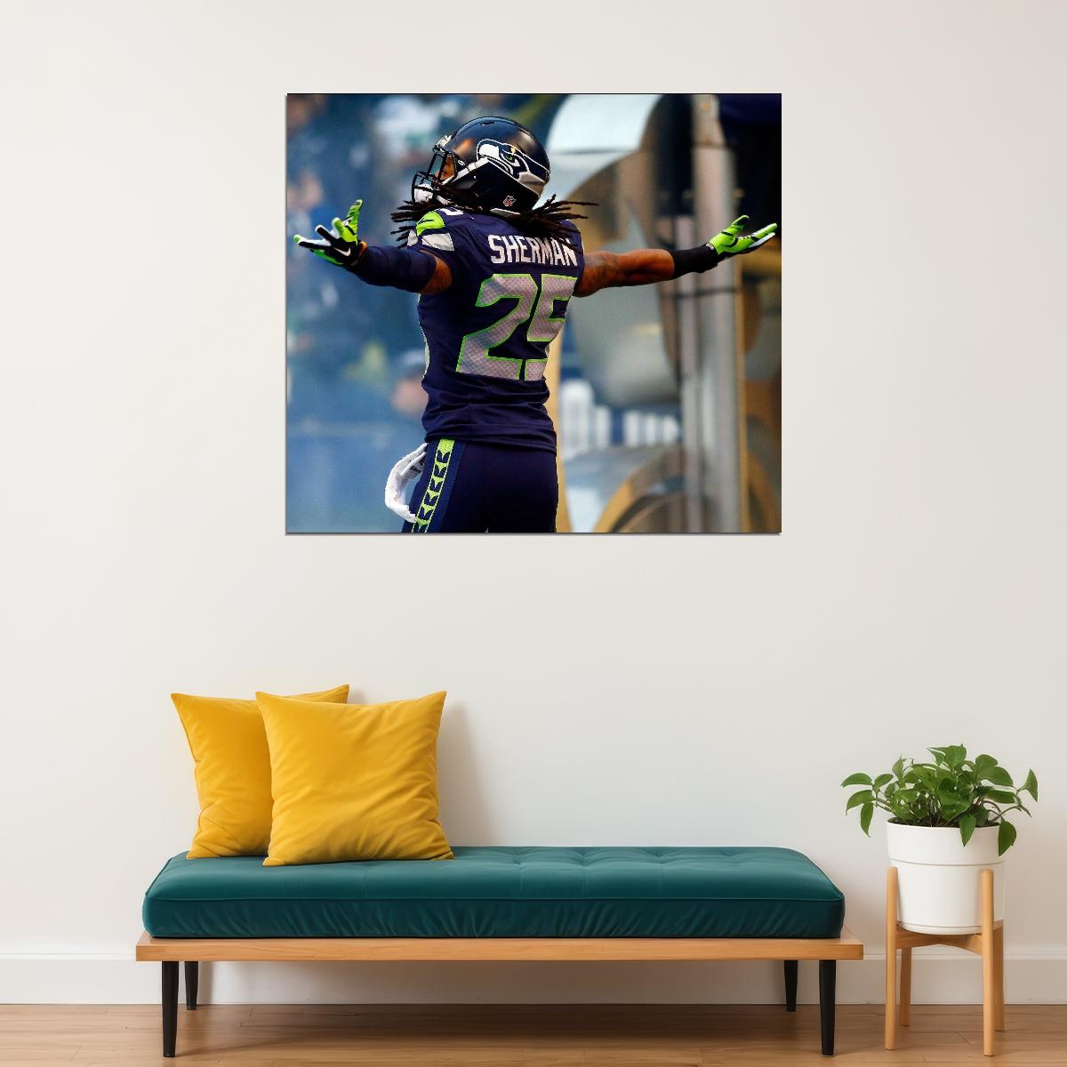 Seattle Seahawks Richard Sherman Nfl Poster Famous Cornerback Motivational Sports Print - xonomax