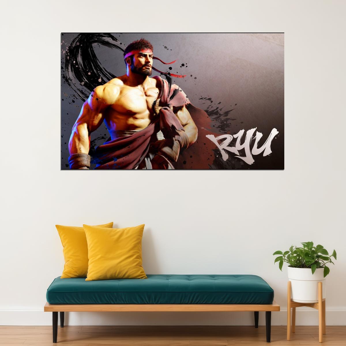 Street Fighter Ryu Fighting Video Game Poster Gamer Wall Art - xonomax