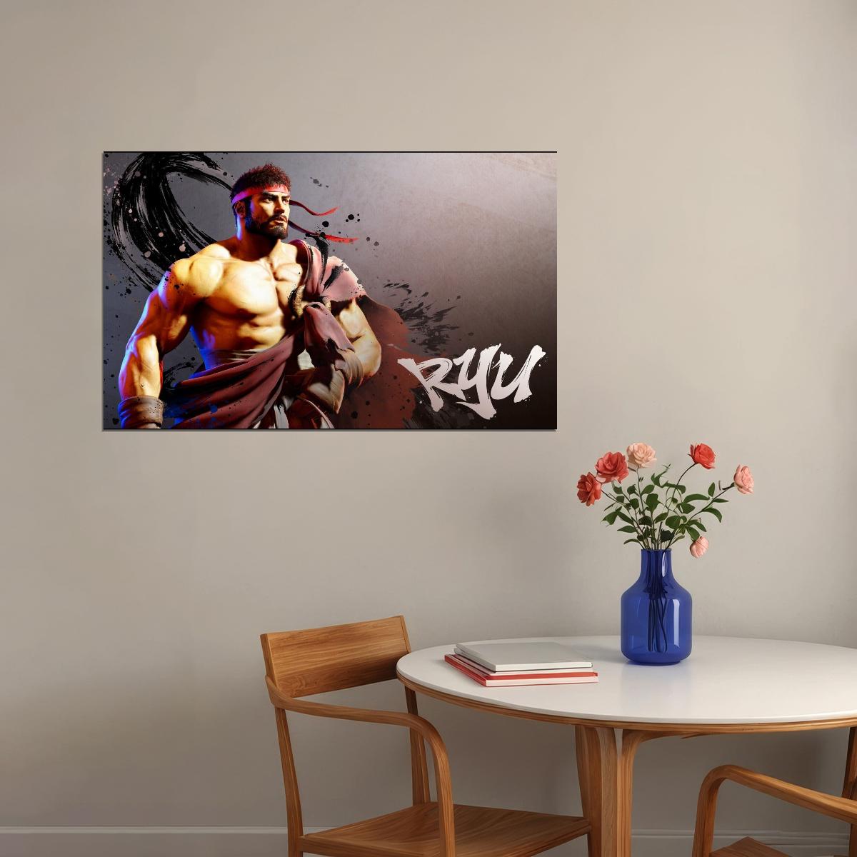 Street Fighter Ryu Fighting Video Game Poster Gamer Wall Art - xonomax