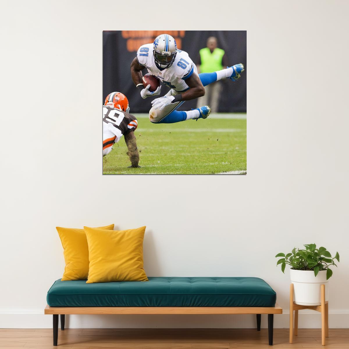 Calvin Johnson Detroit Lions Football Poster Nfl Star Wall Art Sports Print - xonomax