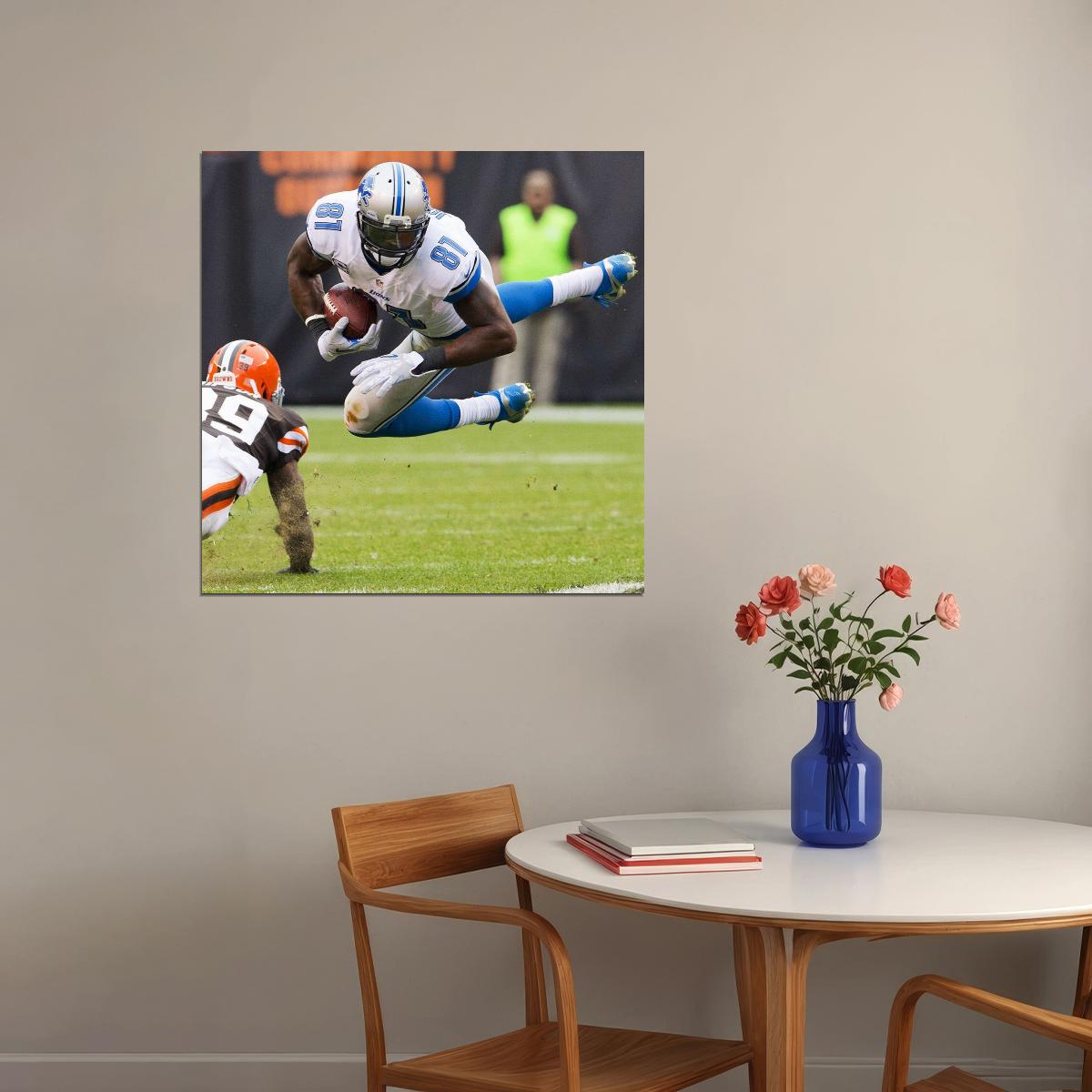 Calvin Johnson Detroit Lions Football Poster Nfl Star Wall Art Sports Print - xonomax