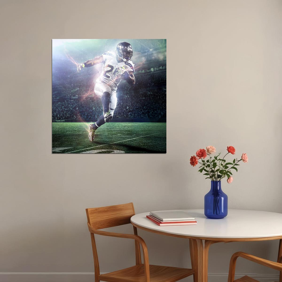 Seattle Seahawks Beast Mode Marshawn Lynch Nfl Poster Famous Running Back Motivational Sports Print