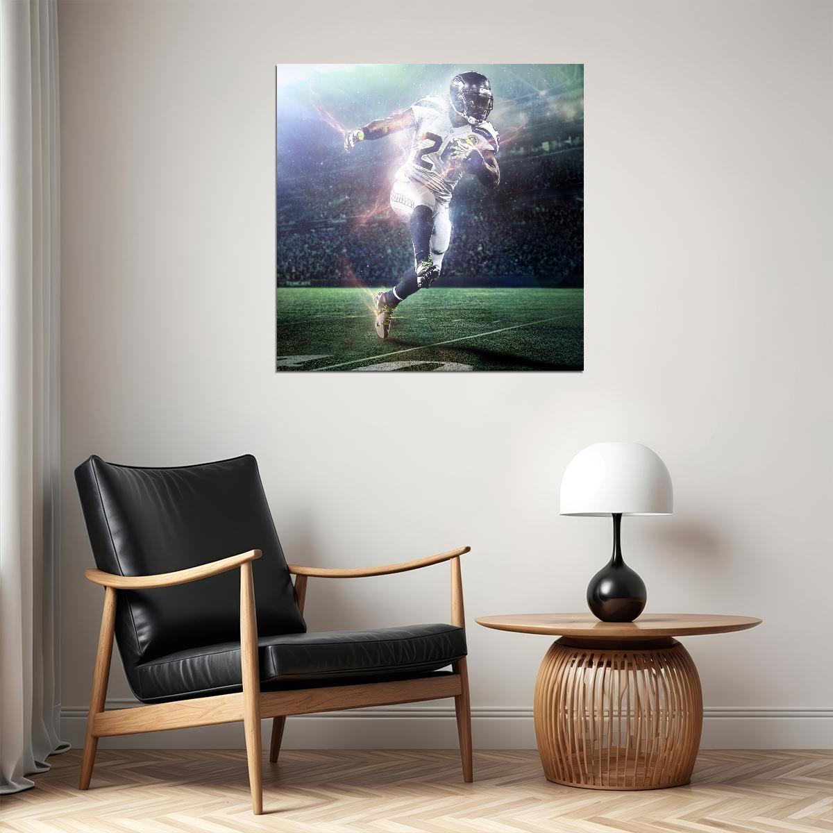 Seattle Seahawks Beast Mode Marshawn Lynch Nfl Poster Famous Running Back Motivational Sports Print